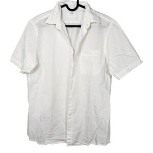 Uniqlo Linen Blend Unisex Short Sleeve Button Up Shirt